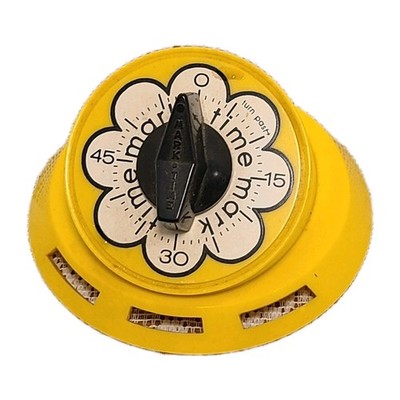Vintage Mark Time Kitchen Timer Yellow 60 Min Retro Cottagecore