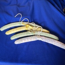 Vintage Print Padded Hangers  Lot Of 4 Silk Satin Old