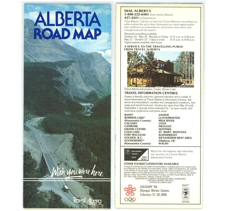 Vintage 1985 Alberta Canada Official Road Map
