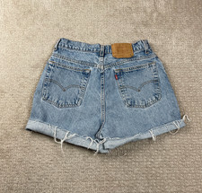Vintage 90s Levi's 521 Shorts Womens 12 Tapered Leg Fit Raw Hem Cotton Denim USA