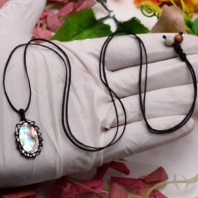 USHAQGEMS Handgemachter Natürlicher Abalone-Muschel Anhänger Macrame Kristall - Bild 1 von 4