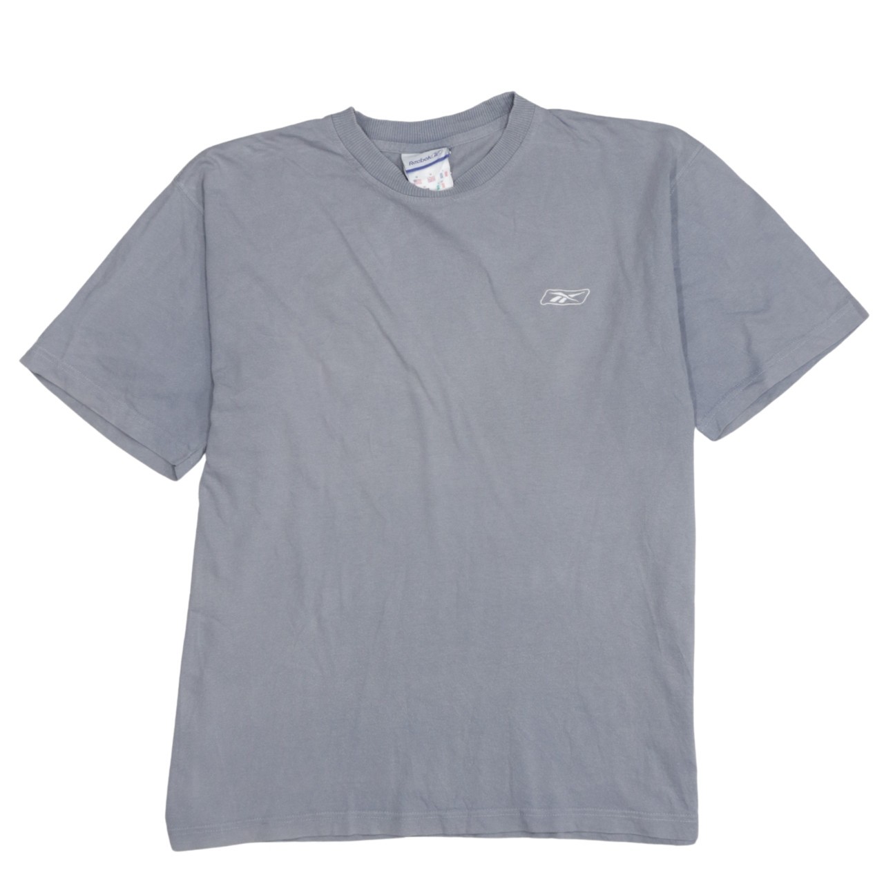 Reebok Mens T Shirt Grey Cotton Jersey Embroidered Chest Logo 90s Vintage M