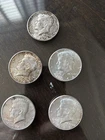 1964 Kennedy Half Dollar, 90% Silver, Circulated, Lot of 5