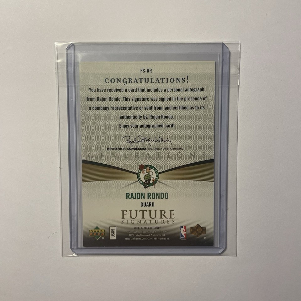Rajon Rondo 2006-07 Upper Deck Trilogy Generations Future Signatures ...