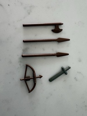 LEGO Classic Brown Minifig Knight Castle Weapons Halberd / Axe & Bow And Arrow