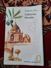 Vintage National Geographic Karte von Kalifornien, Nevada 1974