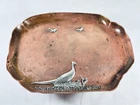 Antique Gorham Copper Tray w Sterling Pheasant Bird B65 Arts & Crafts