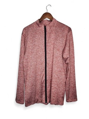 RealEssentials Dry-Fit Full Zip Mock Neck Jacket in Heather Red Size L