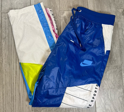 Nike NSW Woven Track Pants Womens M Blue Pink Paisley Tear Away AR2940-438 NWT
