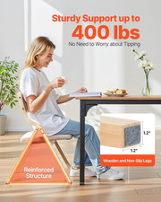 Set of 4 Wooden Folding Chairs with Padded Cushions - Beige, Sturdy Wooden Frame