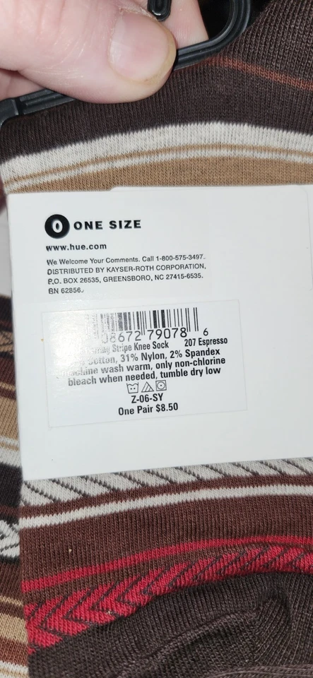 Calcetines hasta la rodilla Argyle de rayas marrón, blanco y rojo para mujer para 3 pares Foto 3 de 3