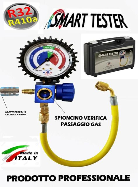 SMART TESTER GRUPPO MANOMETRICO GAS R410A R32 VERIFICA RICARICA CONDIZ+RACC 5/16