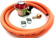 Propane BBQ KIT - 5/8"UNF Nut With Hose and Propane Clip On Regulator & 2 Clips