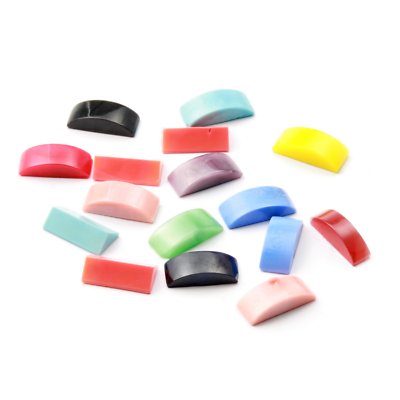 Lot (16) Czech antique geometric triangle rectangle glass cabochons 17mm