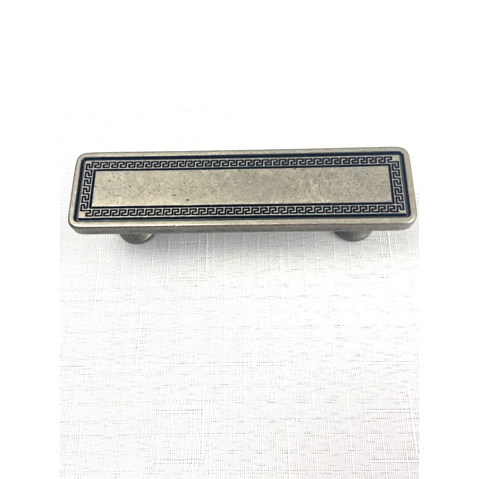 Juego de 4 manijas de nicke rectangulares rectangulares con cajón de tirador vintage Foto 4 de 4