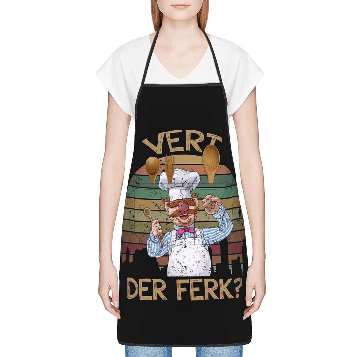 Retro Vintage Vert Der Ferk Swedish Chef Apron For Women