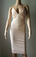 Boohoo Twenty Four Seven Midi Dress Stretchy Back Split Light Peach US 4 UK 8