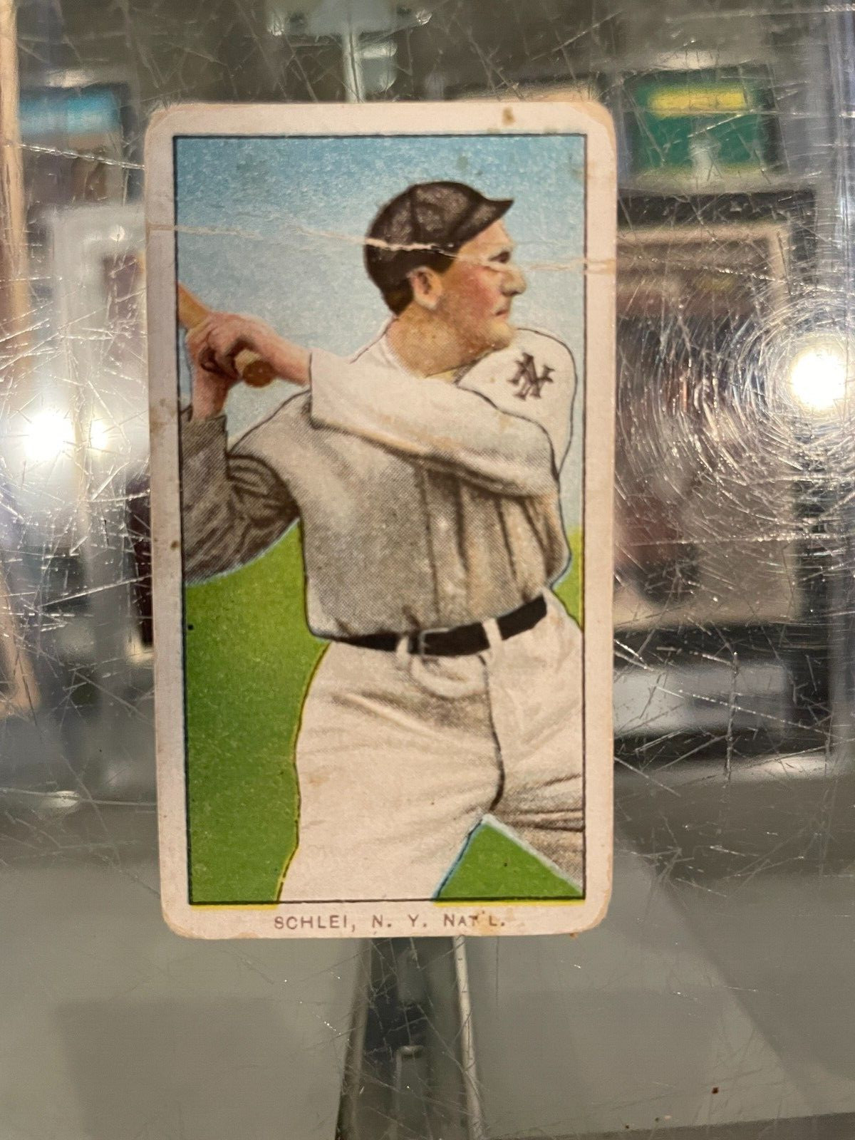 1909-11 T206 POLAR BEAR TOBACCO ADMIRAL SCHLEI NEW YORK BASEBALL CARD GOOD