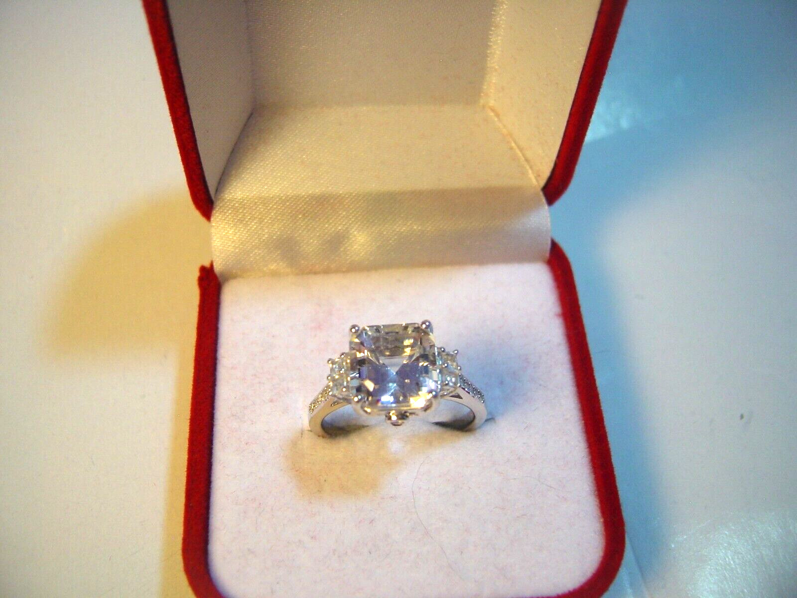 Vintage Superb Large Solid Silver Ring with Real … - image 4