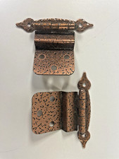 2  Ajax Hammered Copper Finish Cabinet Hinges Vintage USA