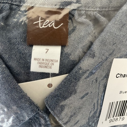 $50 NWT: Tea Collection Girls Chambray Easy Shirt Size 7 Button Relaxed Fit - Picture 7 of 12