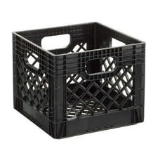 16QT Heavy-Duty Plastic Square Milk Crate Black