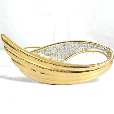 Auth Vintage Yves Saint Laurent YSL Goldtone Wing Motif Brooch Pin