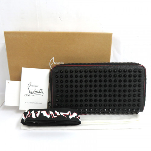 Christian Louboutin Panettone Leather Zip Long Wallet with Spikes  