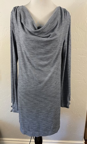 Blue Gray Cowl Neck Dress Ribbed Medium 
