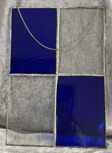 Cobalt & Clear Stained Glass Suncatcher Window Panel
