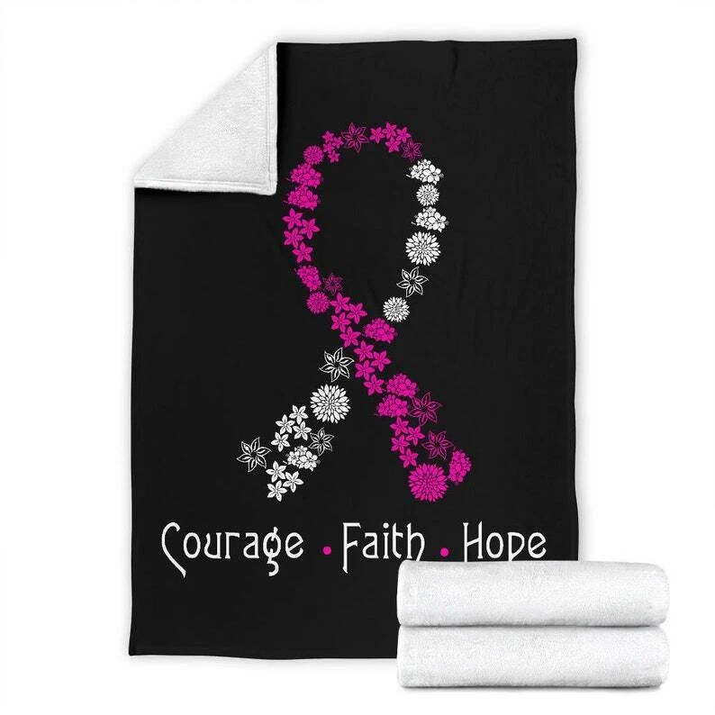 Breast Cancer Blanket Throw Fleece Cozy Couch Sofa Plush Bedding Gift - Image 4 of 4