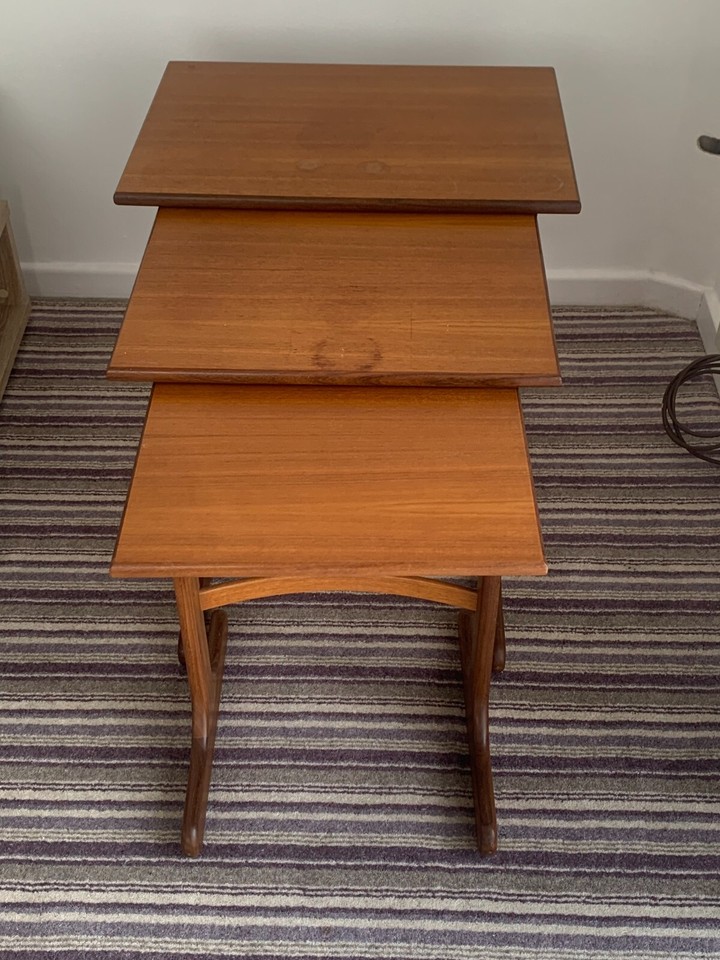 Set of Vintage Retro GPlan Style Teak Nest of Three Tables eBay