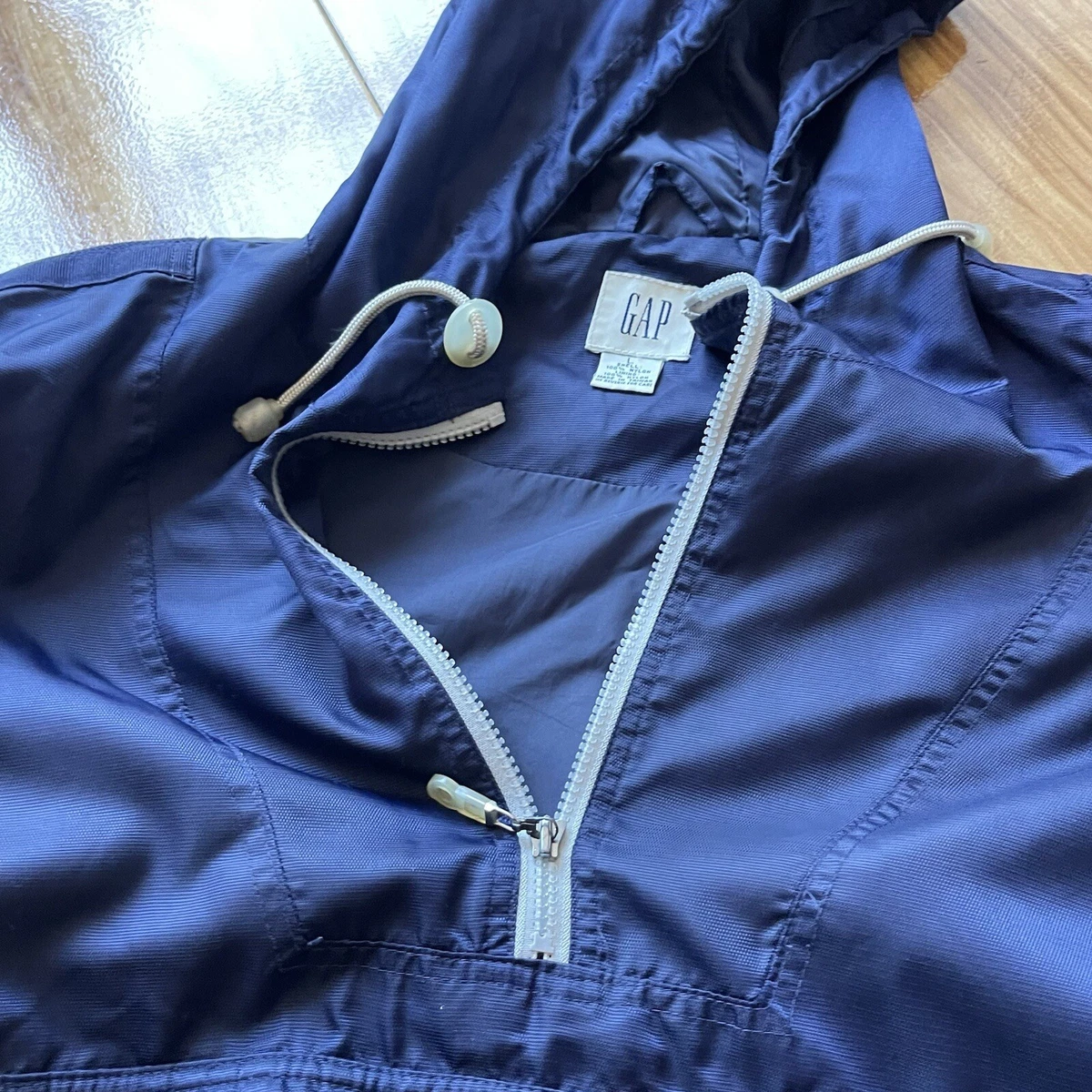 Vintage GAP Nylon Anorak Pullover Jacket Large Blue Oasis 90's
