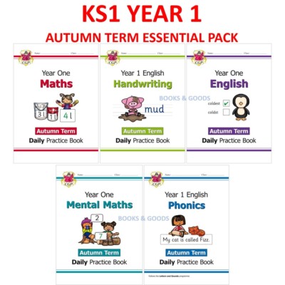 KS1 Year 1 Maths English Phonics Handwriting Autumn with Answers Ages 5-6 CGP