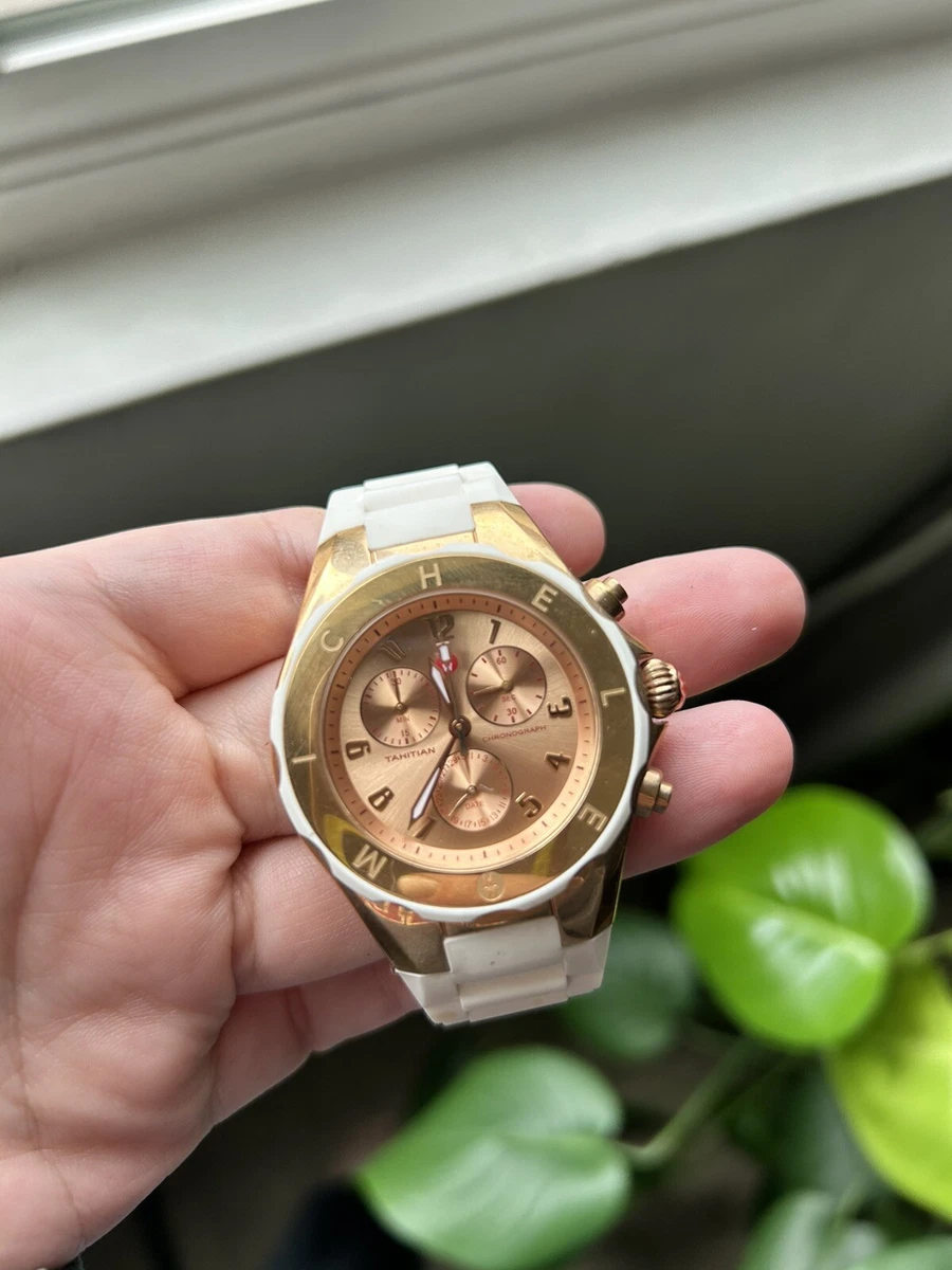 Michele tahitian jelly bean top watch white rose gold