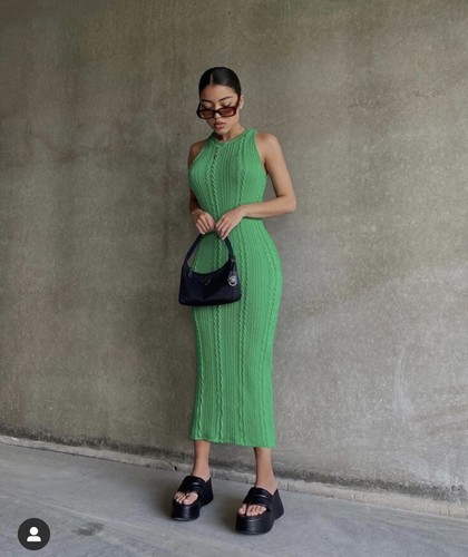 Zara Kermit Green cable knit jumper 