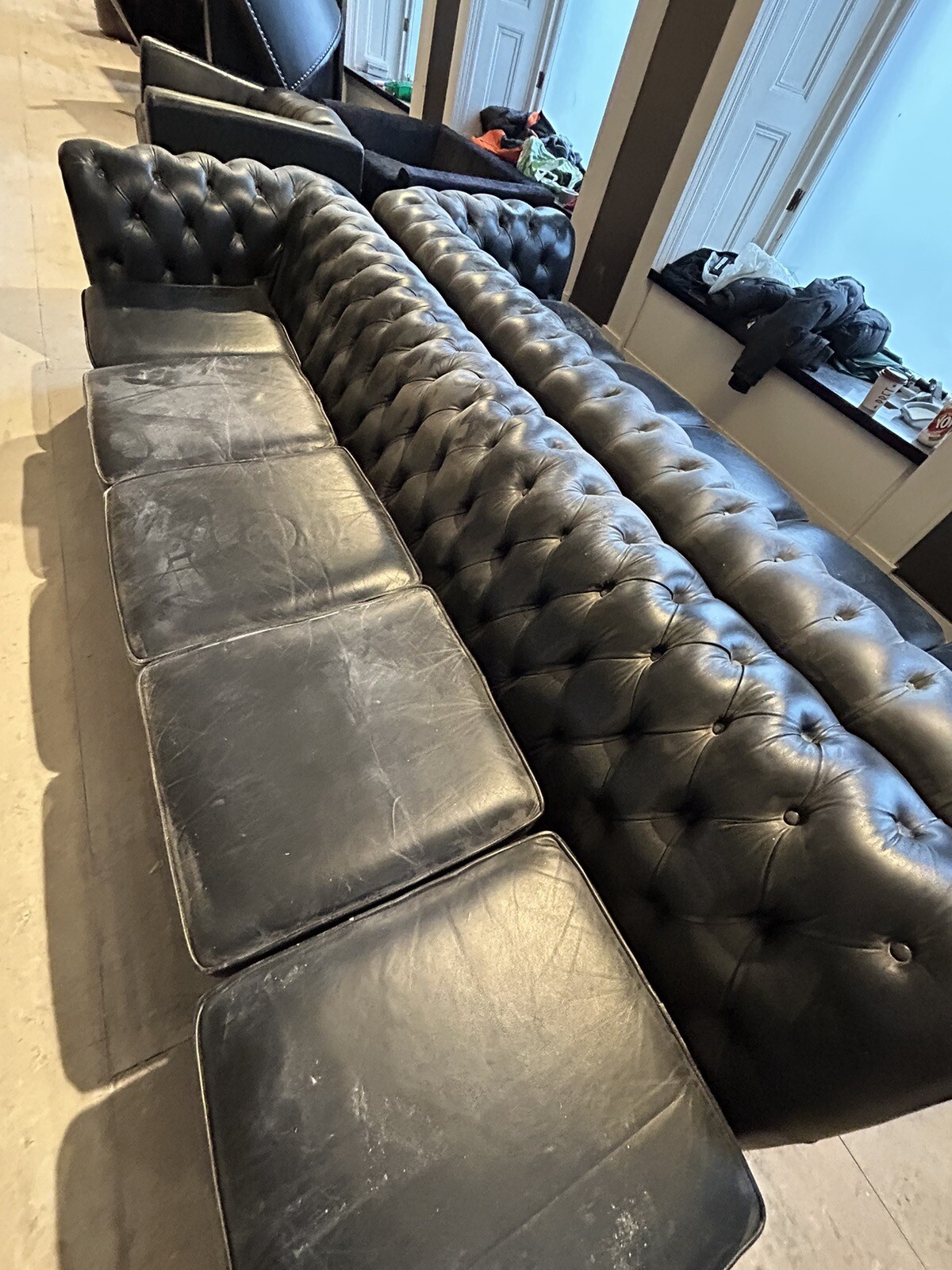 Chesterfield 10 Seater (6metres) Sofa In Antique Leather (Preowned) 2