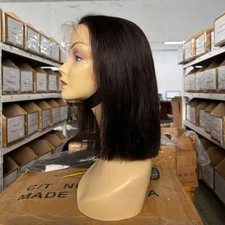 Peruvian Hair Short Bob Wigs Glueless Human Hair Lace Front Wigs Straight