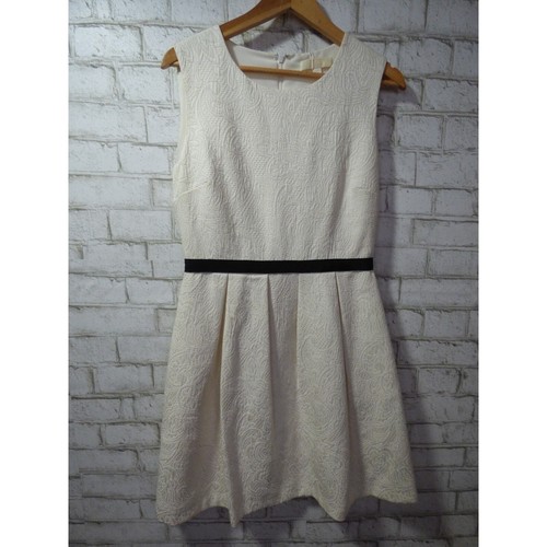 $295 Erin Fetherston Ivory Brocade Black Grosgrain Fit & Flare Dress 8 NEW E598 - Picture 6 of 15
