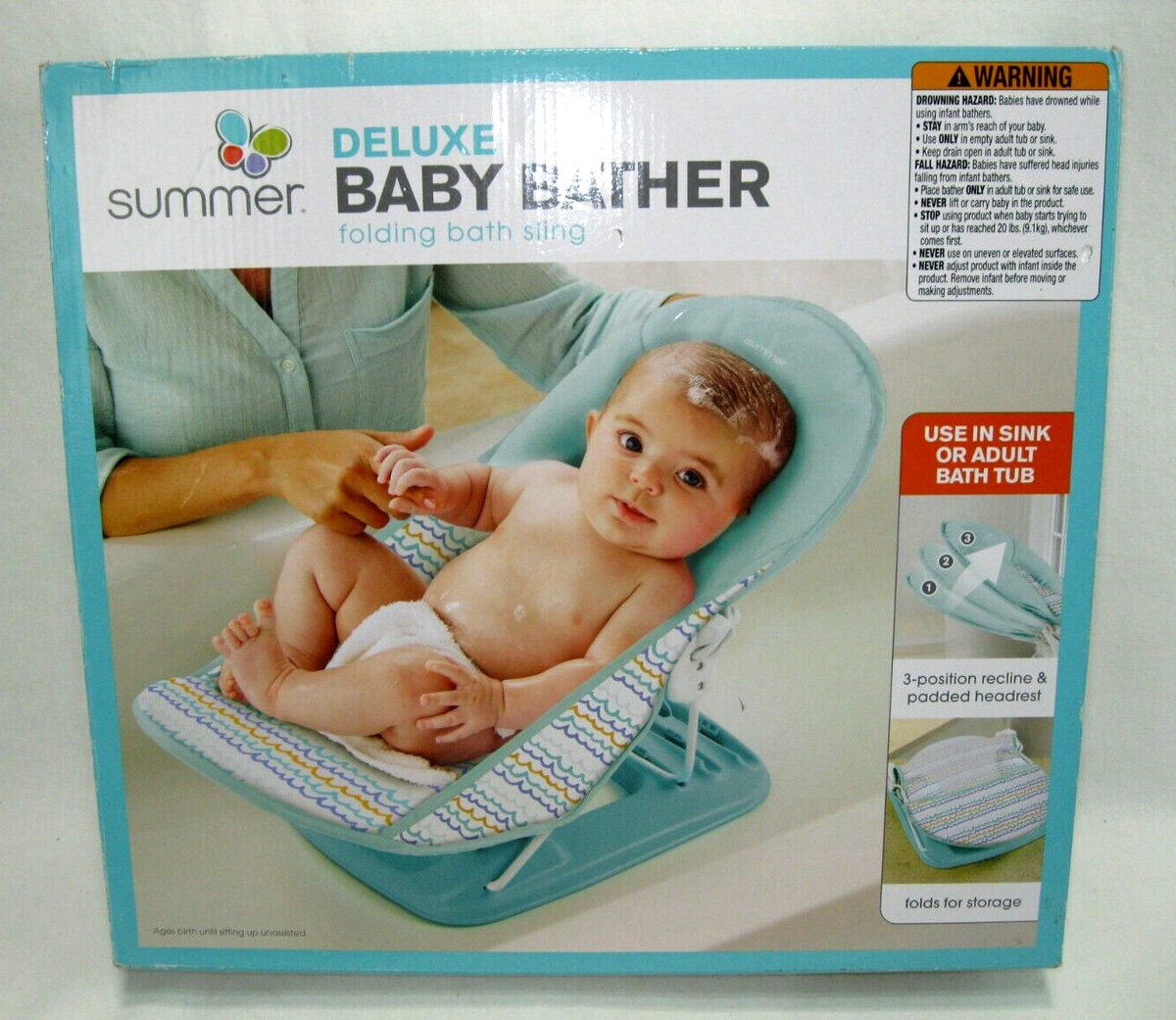 Summer Deluxe Baby Bather Folding Bath Sling New