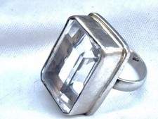 LARGE DESIGNER STERLING SILVER 38 CARAT ROCK QUARTZ RING SIZE 8.5