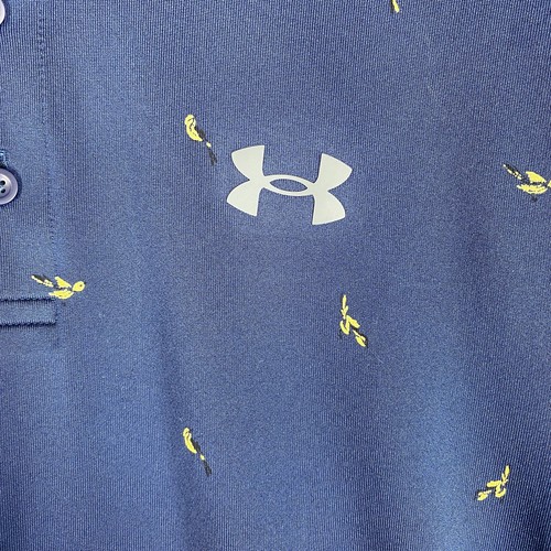 Under Armour Golf Polo Shirt Mens Small The Play Off Polo Navy Bird Print - Picture 2 of 6