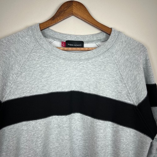 Felpa Misha Nonoo Memphis donna XXL grigio nero combo ritagliata manica raglan - Foto 3 di 10