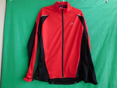 Damen Jacke gr.L.Rot und schwarz.Stehkragen.Rießverschluss.Hinten 1große Tasche 