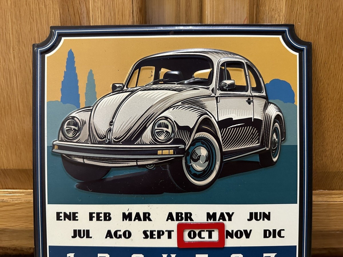 Volkswagen Calendar Sign Yearly Spanish VW Bug Beetle Vintage