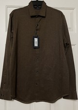 NWT Hart Schaffner Marx Size M copper brown long sleeve button up shirt mens $98