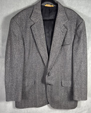 Pendleton Blazer Mens 46 L Black Gray Herringbone Virgin Wool Sports Coat USA