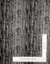 Christmas Fabric Birch Tree Trunk Nature Grey Evening Frost Cotton Benartex Yard
