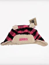 NWT Idaho Gem State Toddler Pink Black Plaid Knit Ear Flap Beanie Ears Winter