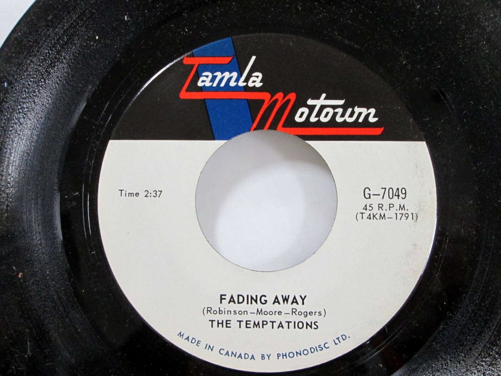 The TEMPTATIONS 45 Get Ready / Fading Away TAMLA Canada MINT soul Sw